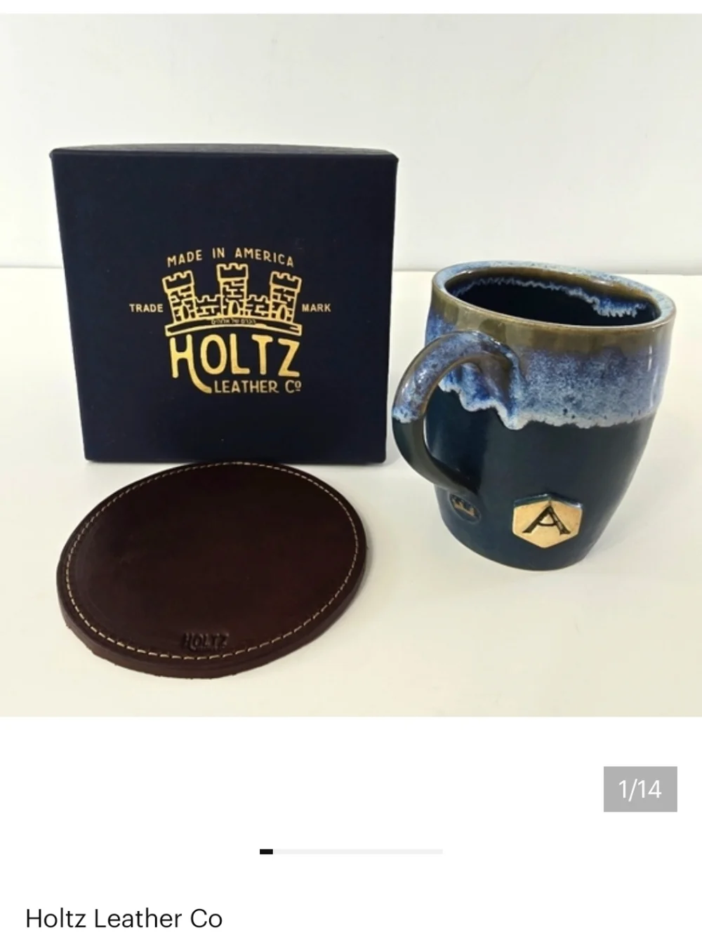 Holtz Leather Co Castle Style Made In America Handcrafted Pottery Cup Mug NIB